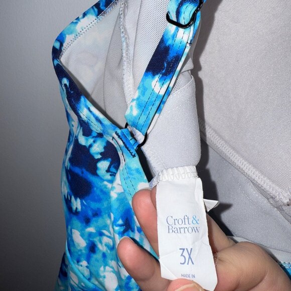 Blue Tie-Dye Croft & Barrow Tankini Top 3X With Adjustable Straps - Picture 6 of 6